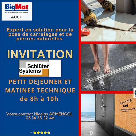 Invitation : Découvrez la gamme Schlüter-Systems à l’agence BigMat d’Auch le jeudi 5 décembre 2024